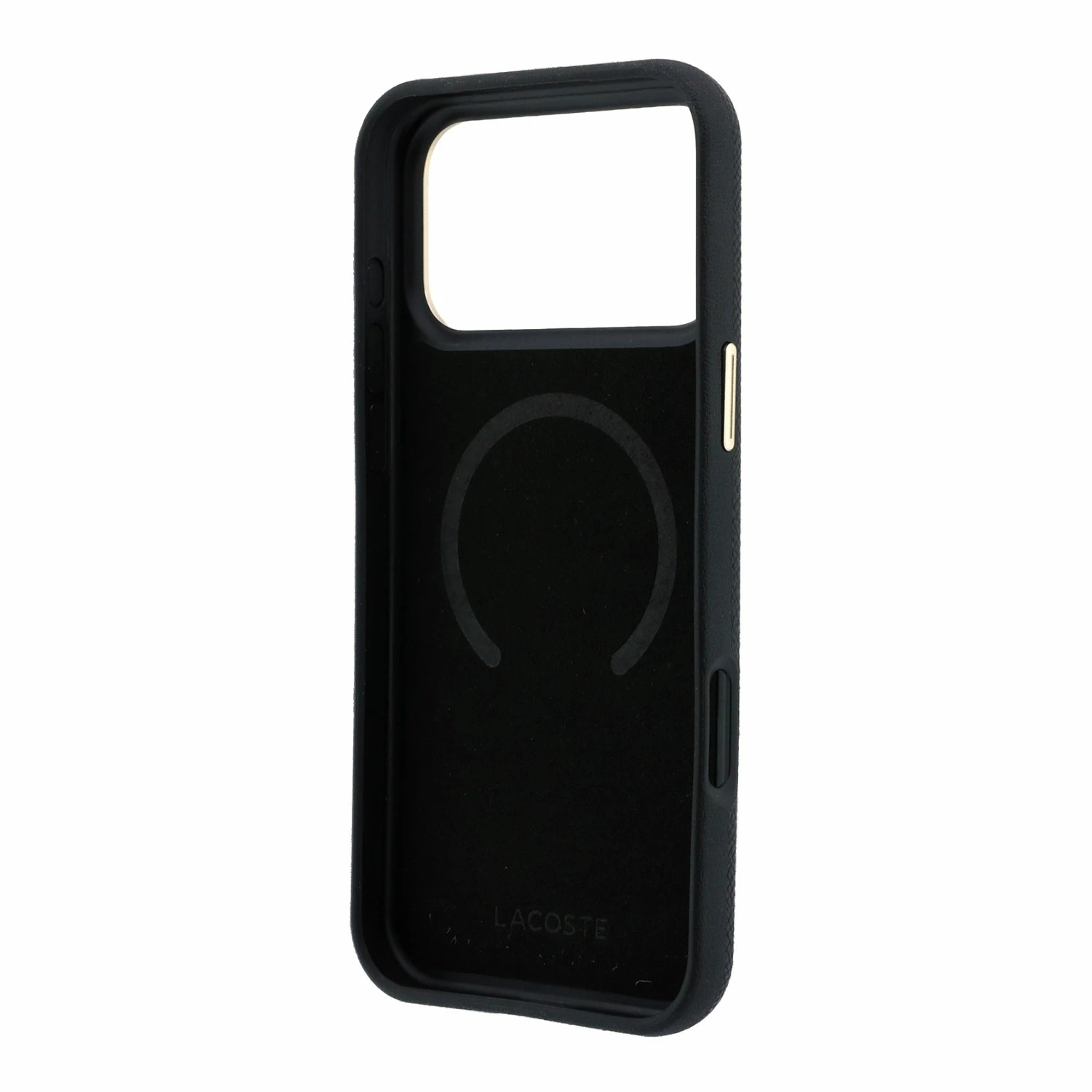 Lacoste PU Leather Champs Elysees Gold Logo MagSafe Zadní Kryt pro iPhone 18 Pro Max Black