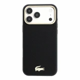 Lacoste PU Leather Champs Elysees Gold Logo MagSafe Zadní Kryt pro iPhone 18 Pro Black