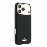 Lacoste PU Leather Champs Elysees Gold Logo MagSafe Zadní Kryt pro iPhone 18 Pro Black