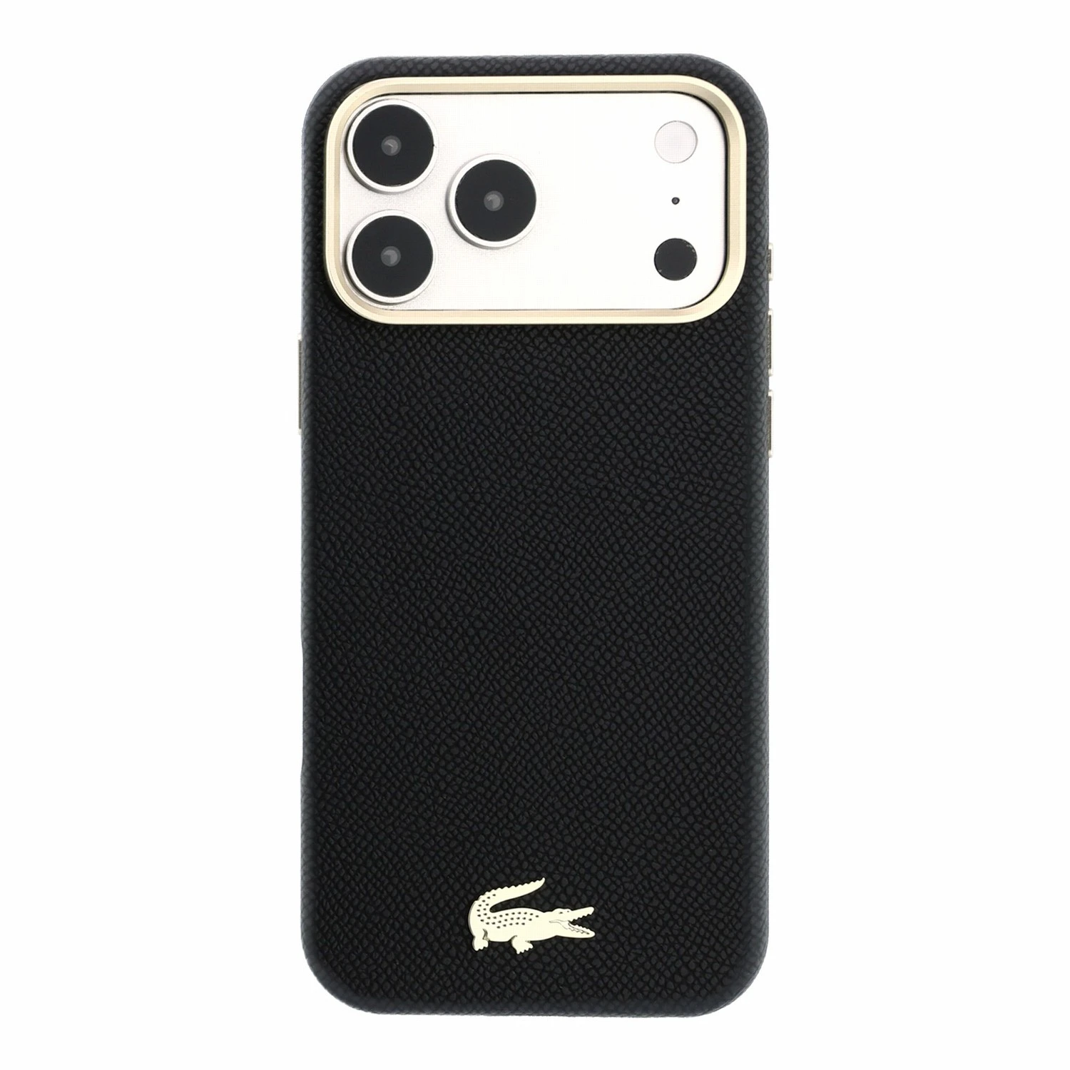 Lacoste PU Leather Champs Elysees Gold Logo MagSafe Zadní Kryt pro iPhone 18 Pro Black