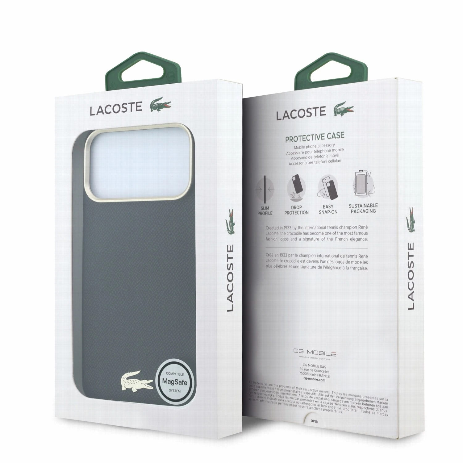 Lacoste PU Leather Champs Elysees Gold Logo MagSafe Zadní Kryt pro iPhone 18 Pro Black