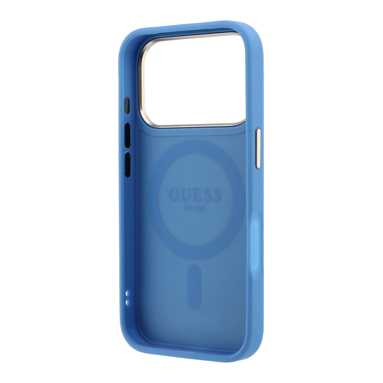 Guess PU 4G Ring Stand MagSafe Zadní Kryt pro iPhone 18 Pro Blue