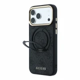 Guess PU 4G Ring Stand MagSafe Zadní Kryt pro iPhone 18 Pro Max Black