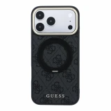 Guess PU 4G Ring Stand MagSafe Zadní Kryt pro iPhone 18 Pro Max Black