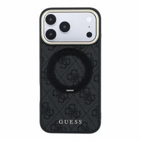 Zadní kryt Guess PU 4G Ring Stand MagSafe pro Apple iPhone 18 Pro Max, černá