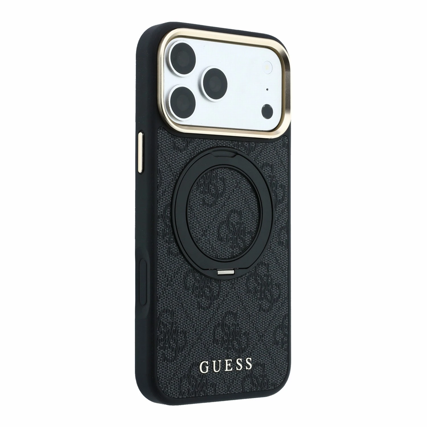 Guess PU 4G Ring Stand MagSafe Zadní Kryt pro iPhone 18 Pro Max Black