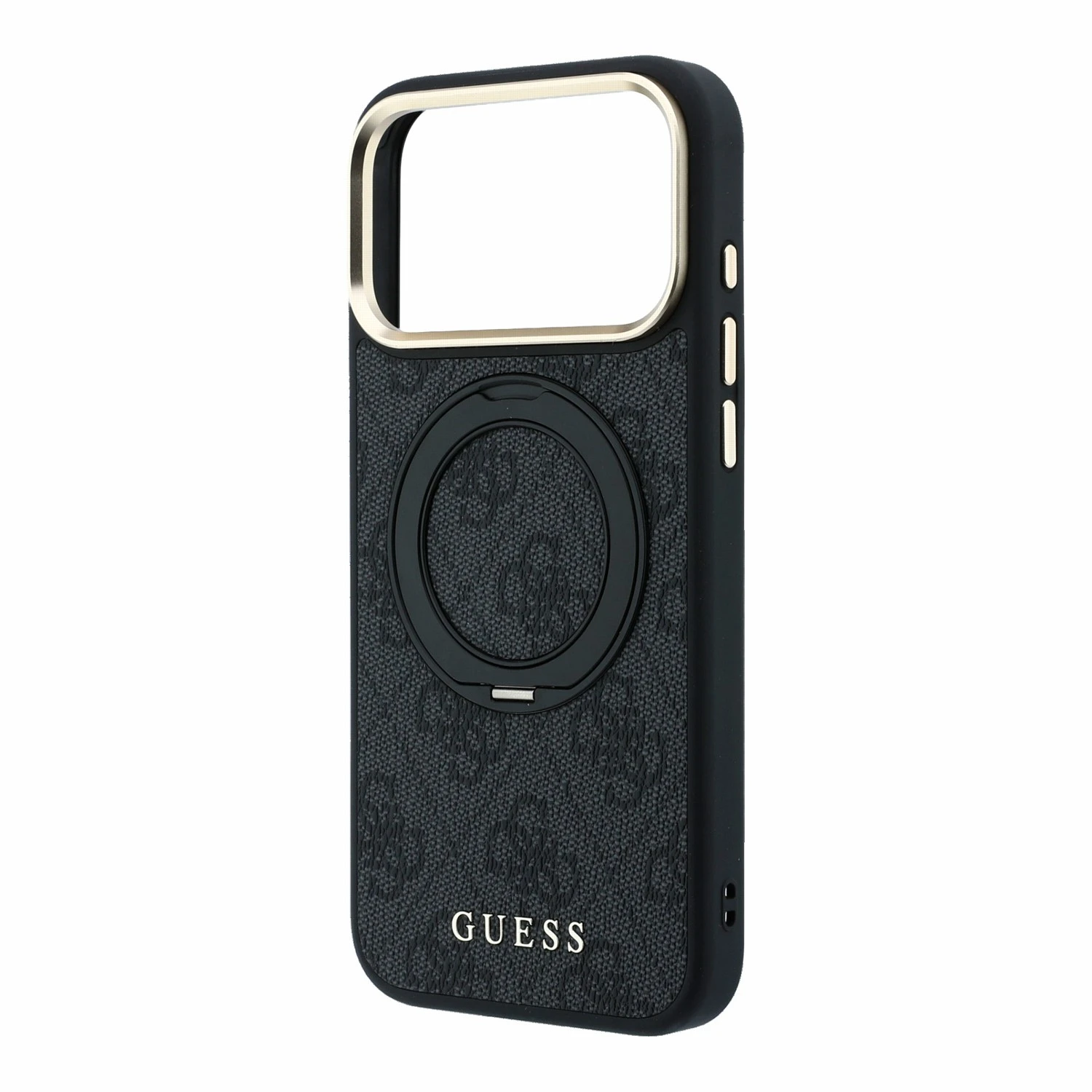 Guess PU 4G Ring Stand MagSafe Zadní Kryt pro iPhone 18 Pro Max Black