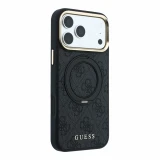 Guess PU 4G Ring Stand MagSafe Zadní Kryt pro iPhone 18 Pro Black