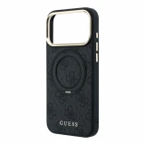 Guess PU 4G Ring Stand MagSafe Zadní Kryt pro iPhone 18 Pro Black