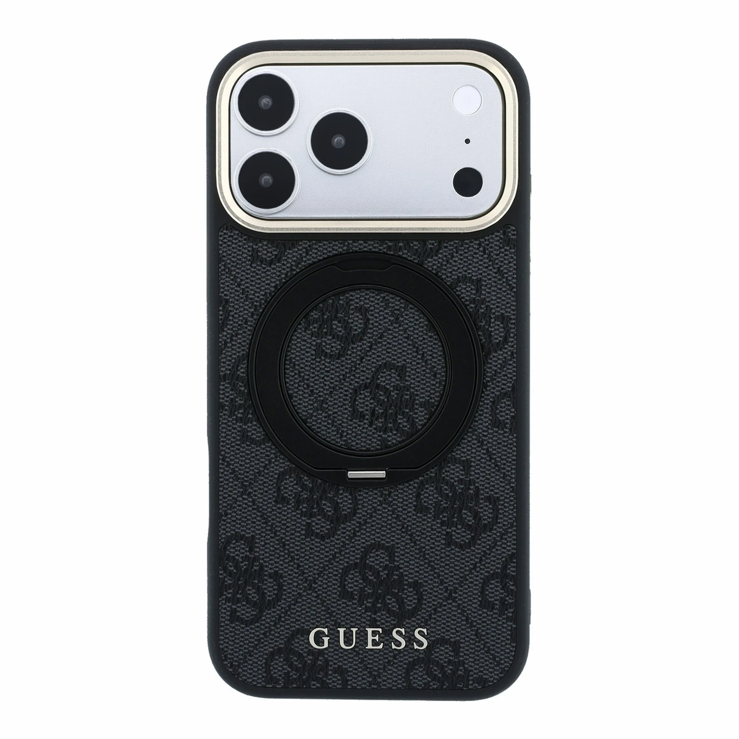 Guess PU 4G Ring Stand MagSafe Zadní Kryt pro iPhone 18 Pro Black