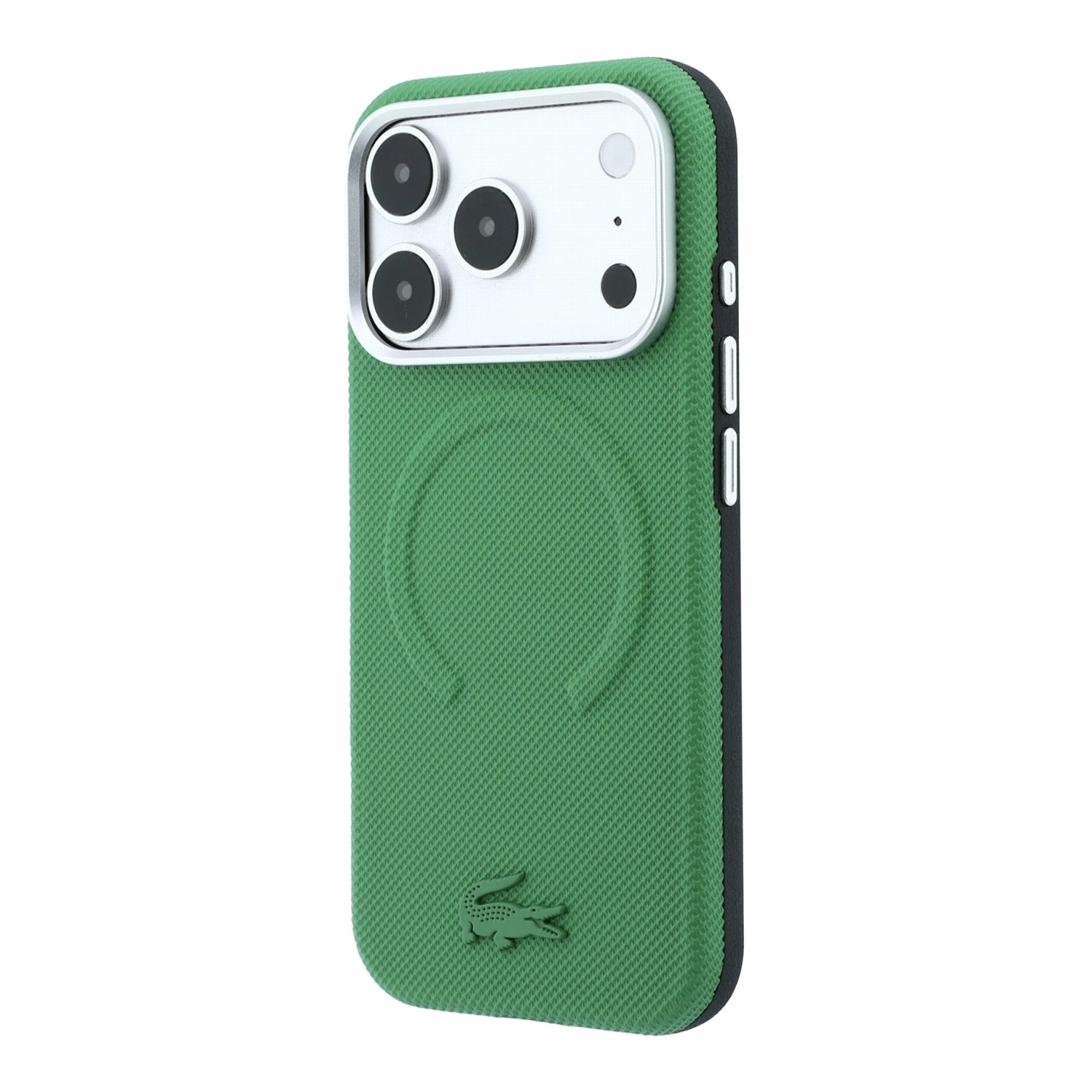 Lacoste PVC Petit Pique Semi Wrap Embossed MagSafe Zadní Kryt pro iPhone 18 Pro Max Estragon