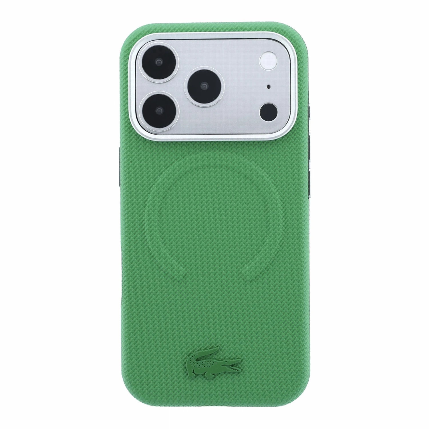 Lacoste PVC Petit Pique Semi Wrap Embossed MagSafe Zadní Kryt pro iPhone 18 Pro Max Estragon