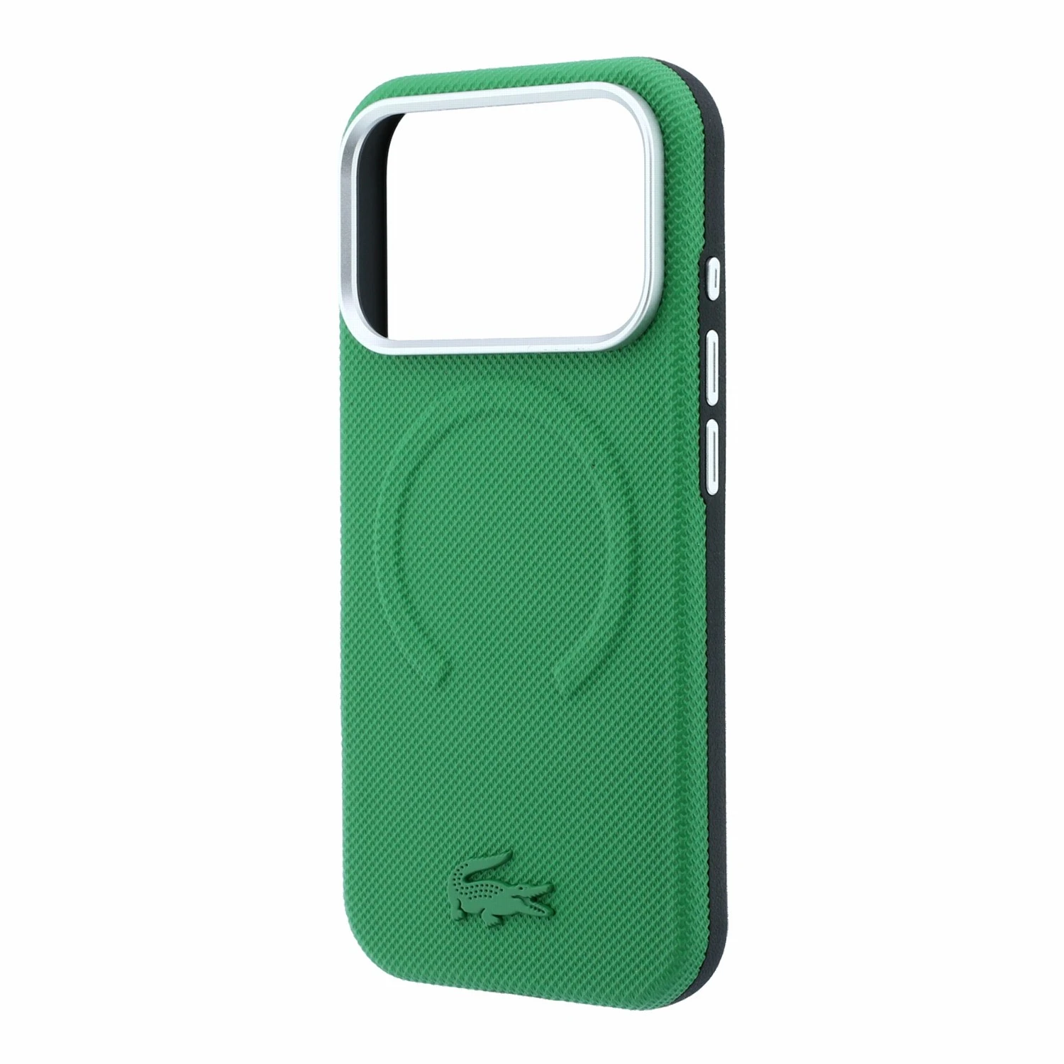 Lacoste PVC Petit Pique Semi Wrap Embossed MagSafe Zadní Kryt pro iPhone 18 Pro Max Estragon