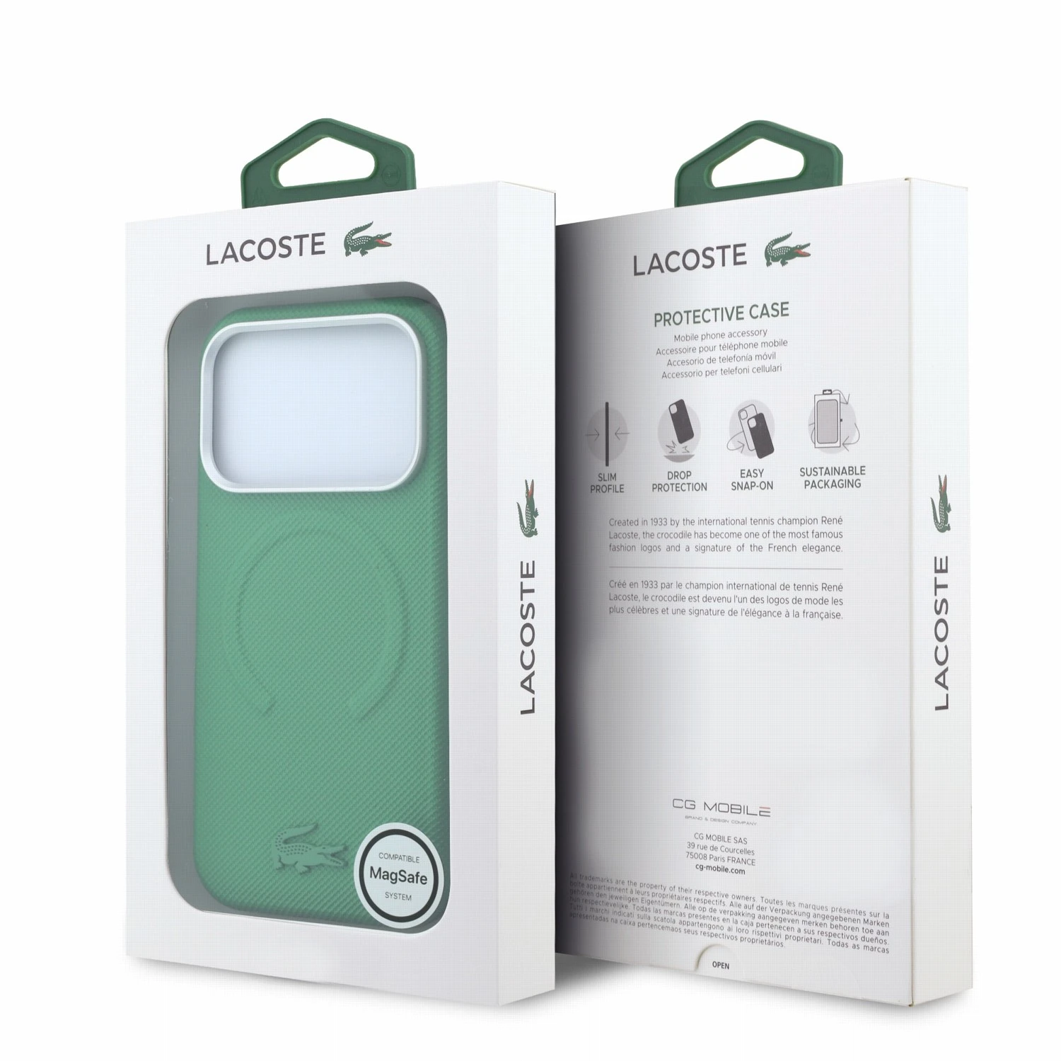 Lacoste PVC Petit Pique Semi Wrap Embossed MagSafe Zadní Kryt pro iPhone 18 Pro Max Estragon