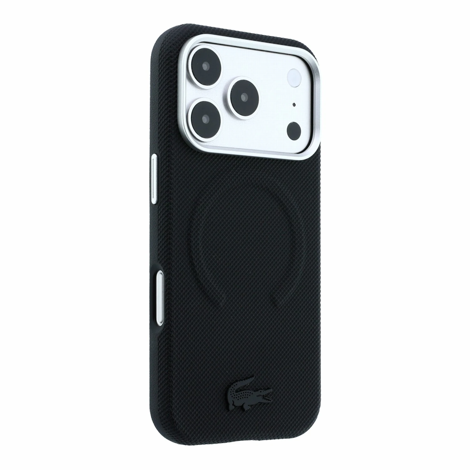 Lacoste PVC Petit Pique Semi Wrap Embossed MagSafe Zadní Kryt pro iPhone 18 Pro Max Black