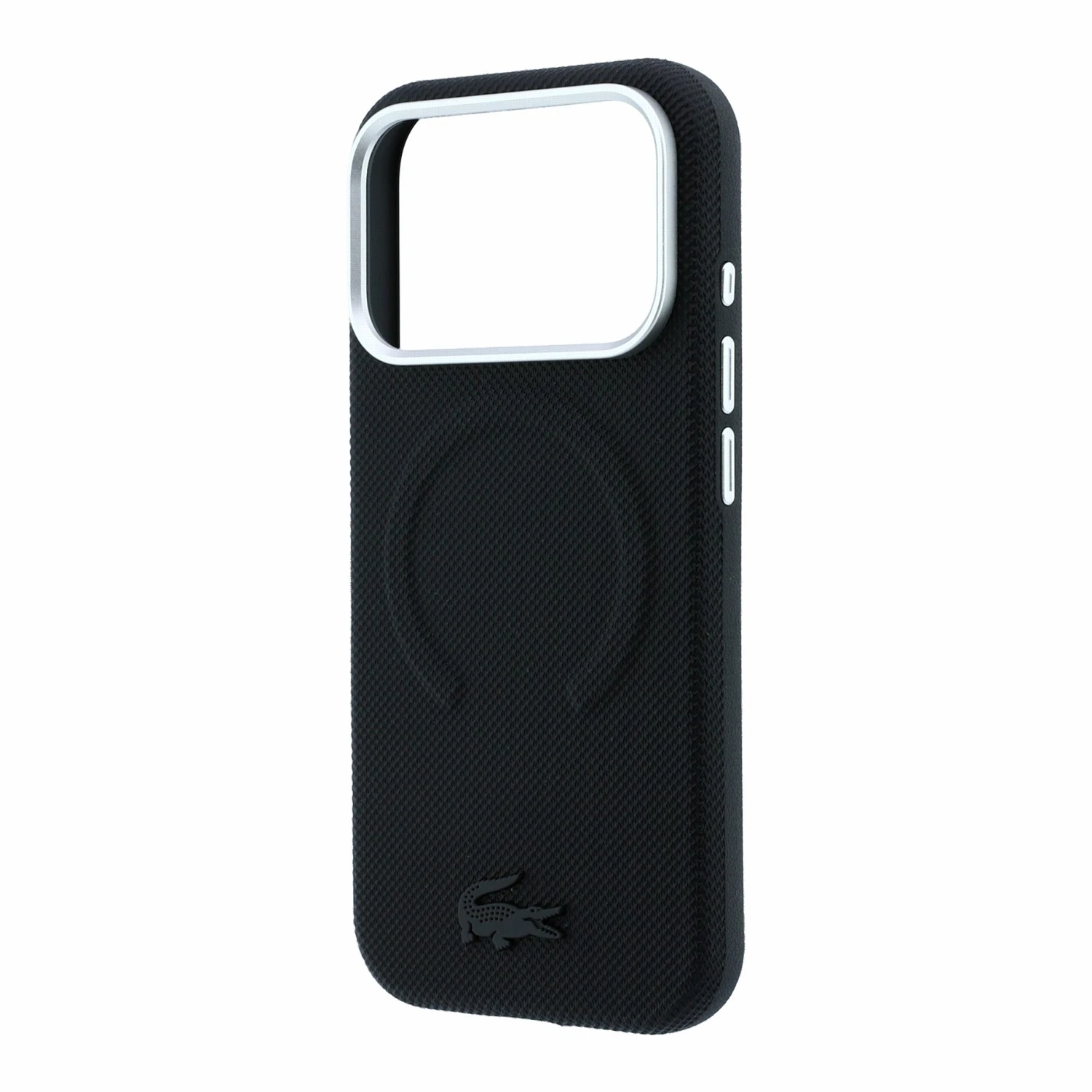Lacoste PVC Petit Pique Semi Wrap Embossed MagSafe Zadní Kryt pro iPhone 18 Pro Max Black