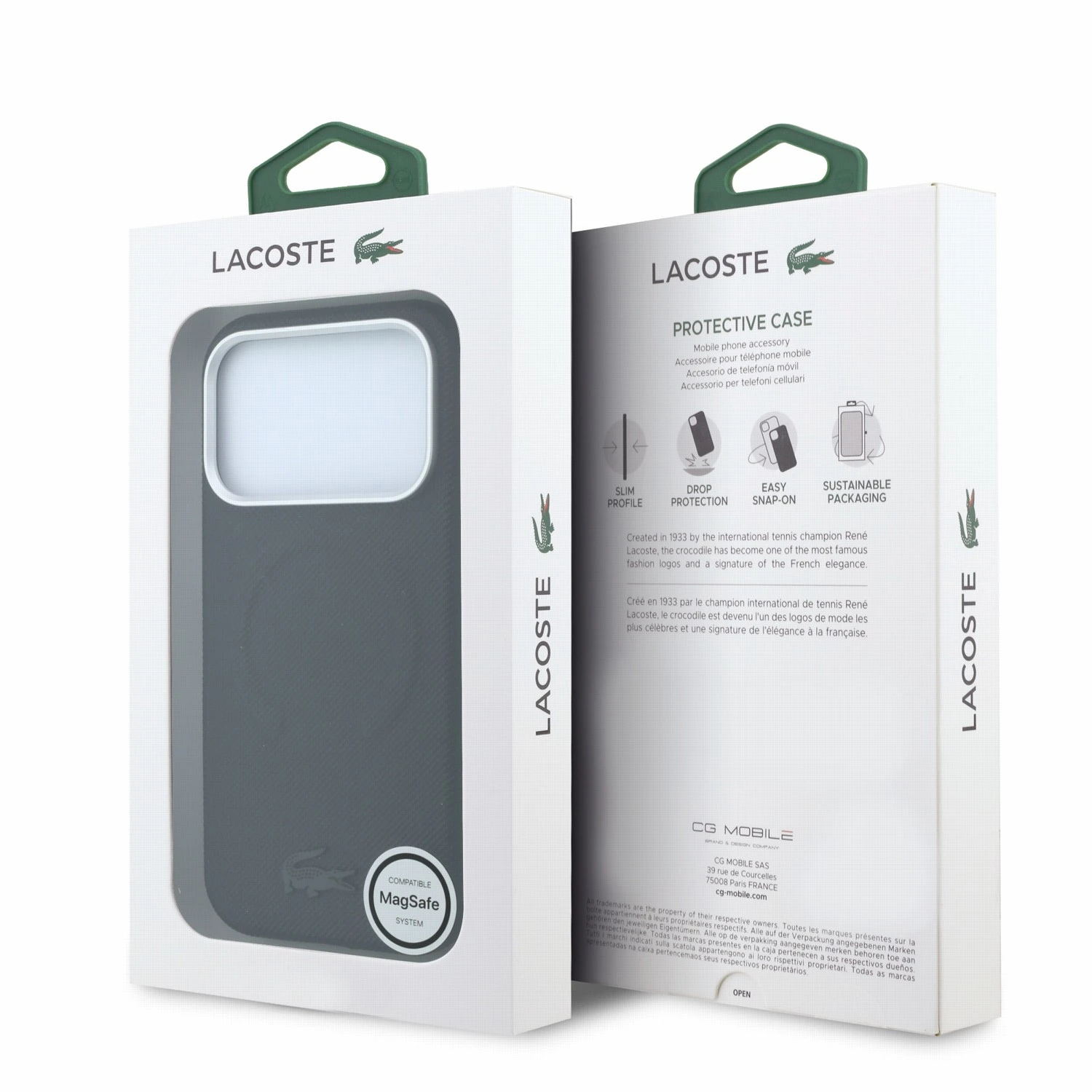 Lacoste PVC Petit Pique Semi Wrap Embossed MagSafe Zadní Kryt pro iPhone 18 Pro Max Black