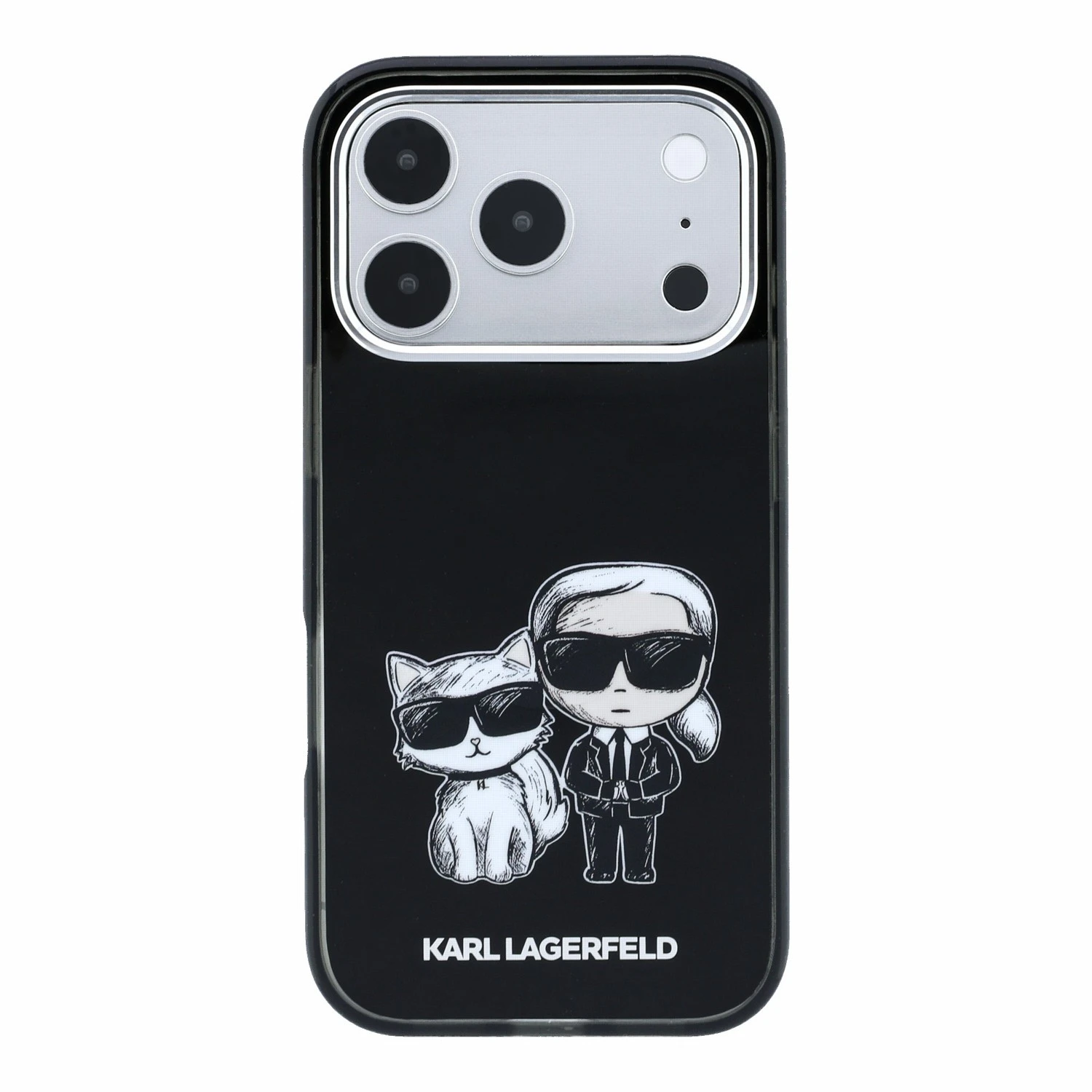 Karl Lagerfeld PU Semi Wrap Smooth Sketch Bodies Magsafe Zadní Kryt pro iPhone 18 Pro Black