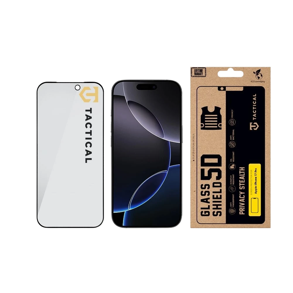 Tactical Glass Shield Privacy Stealth 5D sklo pro Apple iPhone 18 Pro Black