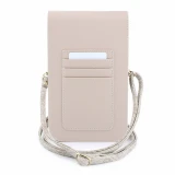 Guess PU Leather+Grained 4G Metal Logo Taška na Telefon Pink