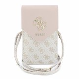 Taška na telefon Guess PU Leather+Grained 4G Metal Logo, růžová