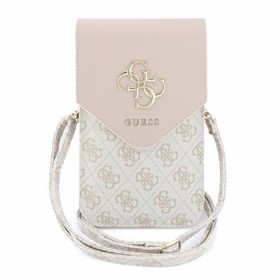 Taška na telefon Guess PU Leather+Grained 4G Metal Logo, růžová