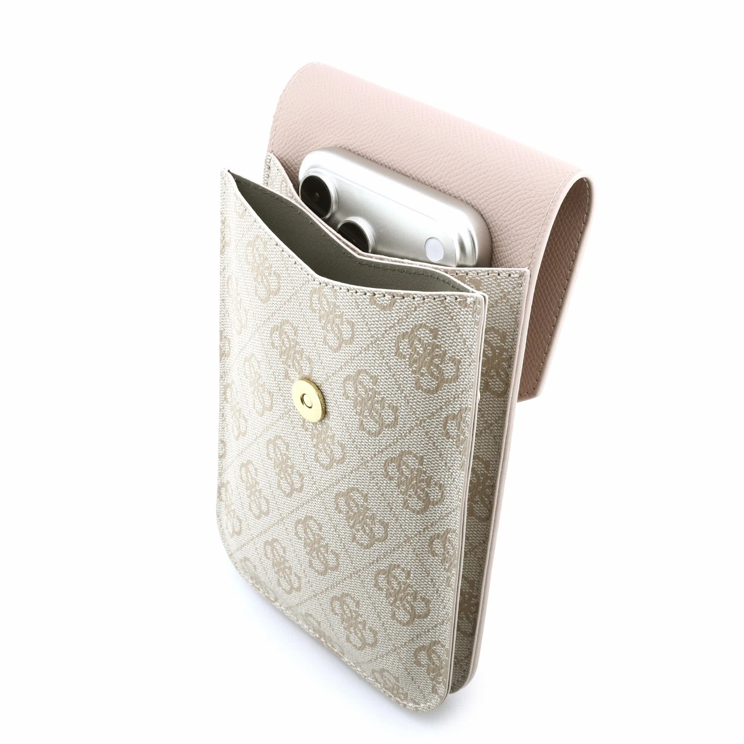 Guess PU Leather+Grained 4G Metal Logo Taška na Telefon Pink