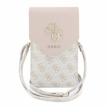 Taška na telefon Guess PU Leather+Grained 4G Metal Logo, růžová