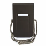 Guess PU Leather+Grained 4G Metal Logo Taška na Telefon Brown