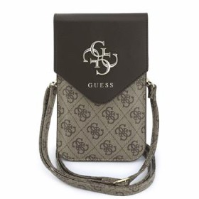 Taška na telefon Guess PU Leather+Grained 4G Metal Logo, hnědá