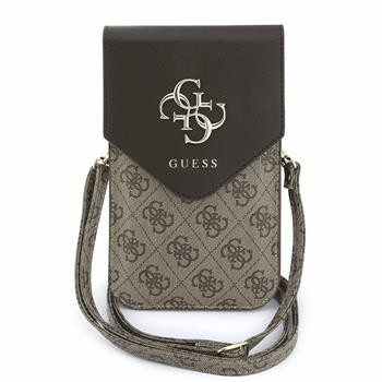 Taška na telefon Guess PU Leather+Grained 4G Metal Logo, hnědá
