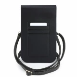 Guess PU Leather+Grained 4G Metal Logo Taška na Telefon Black