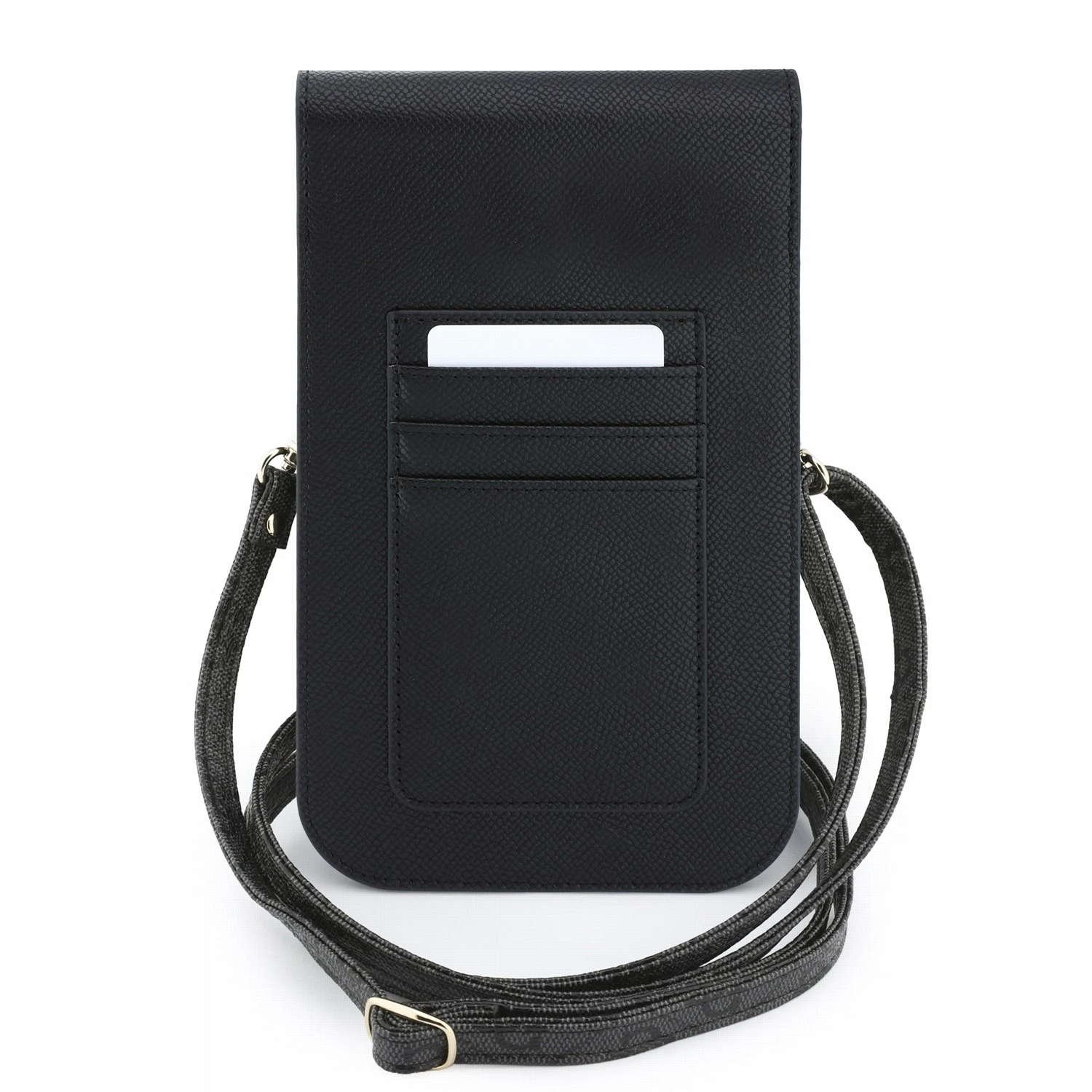 Guess PU Leather+Grained 4G Metal Logo Taška na Telefon Black