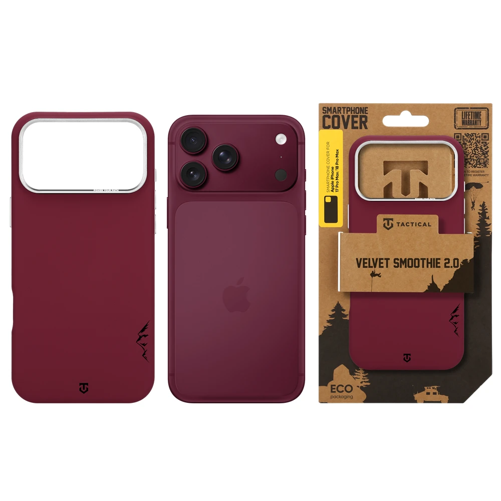 Tactical MagForce Velvet Smoothie 2.0 Kryt pro Apple iPhone 17 Pro Max/18 Pro Max Burgundy