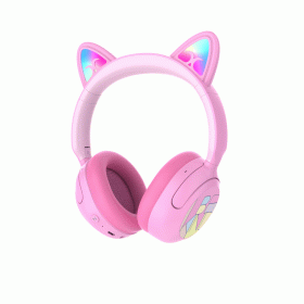 BLUETOOTH DĚTSKÁ STEREO SLUCHÁTKA S UŠIMA SWISSTEN CUTIE, RŮŽOVÁ 