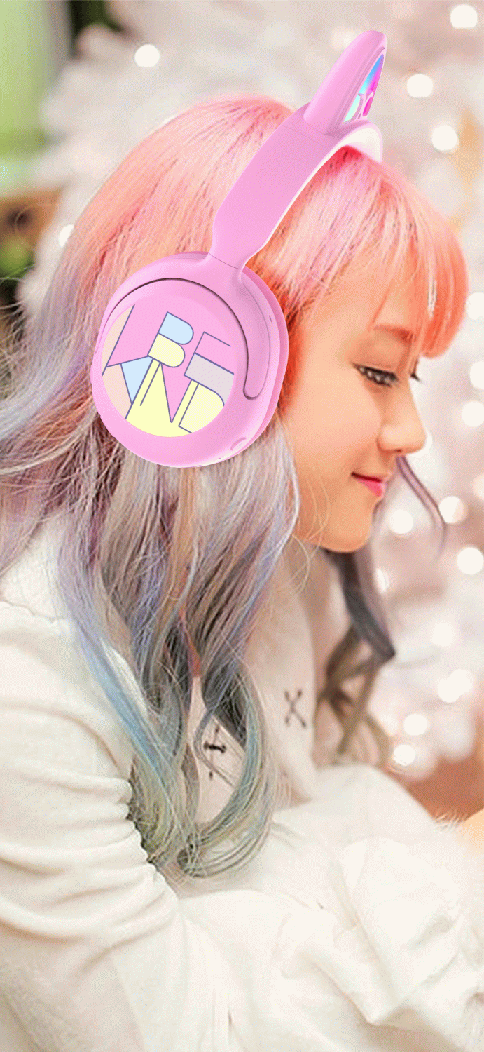 BLUETOOTH DĚTSKÁ STEREO SLUCHÁTKA S UŠIMA SWISSTEN CUTIE, RŮŽOVÁ 