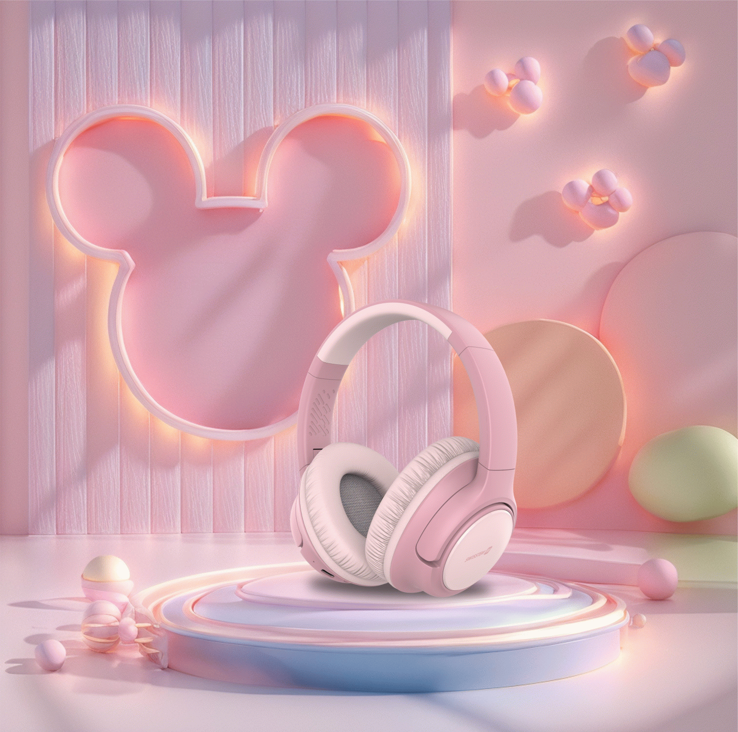 BLUETOOTH DĚTSKÁ STEREO SLUCHÁTKA SWISSTEN JUNIOR, RŮŽOVÁ