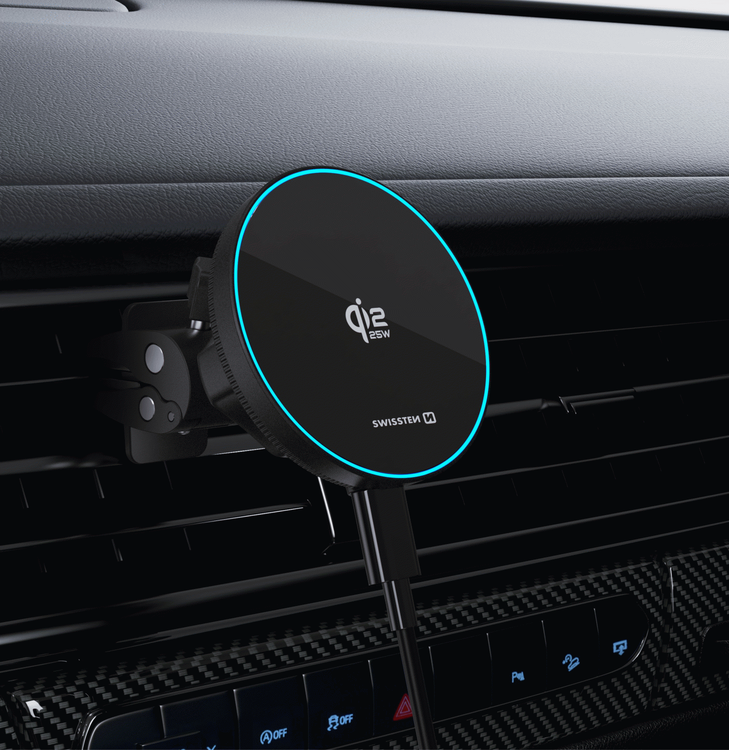 SWISSTEN MagRide PRO S BEZDRÁTOVÝM NABÍJENÍM Qi2.2 25W, kompatibilní s MagSafe