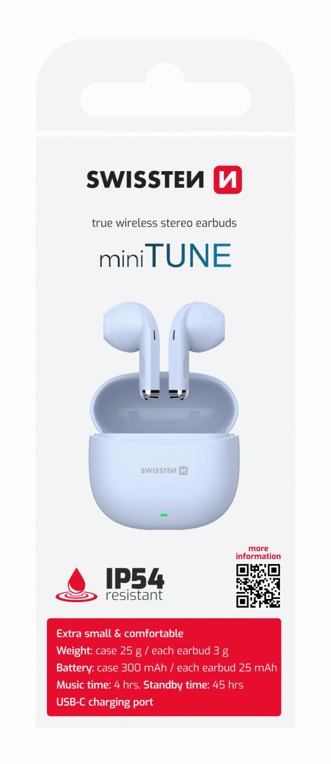 BLUETOOTH TWS SLUCHÁTKA SWISSTEN Mini TUNE, MODRÁ