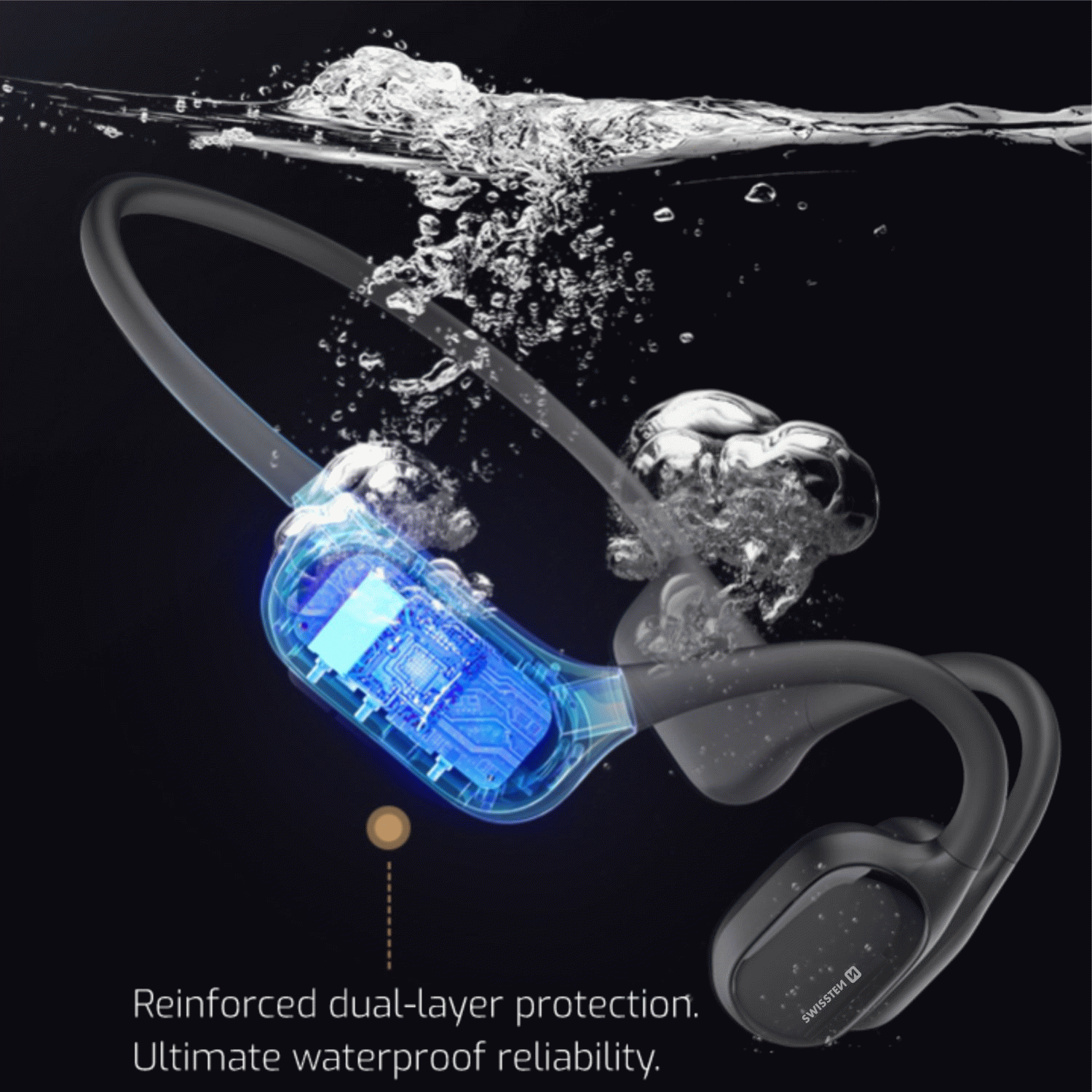 BLUETOOTH SLUCHÁTKA SWISSTEN NA PLAVÁNÍ BONE CONDUCTION (8 GB)