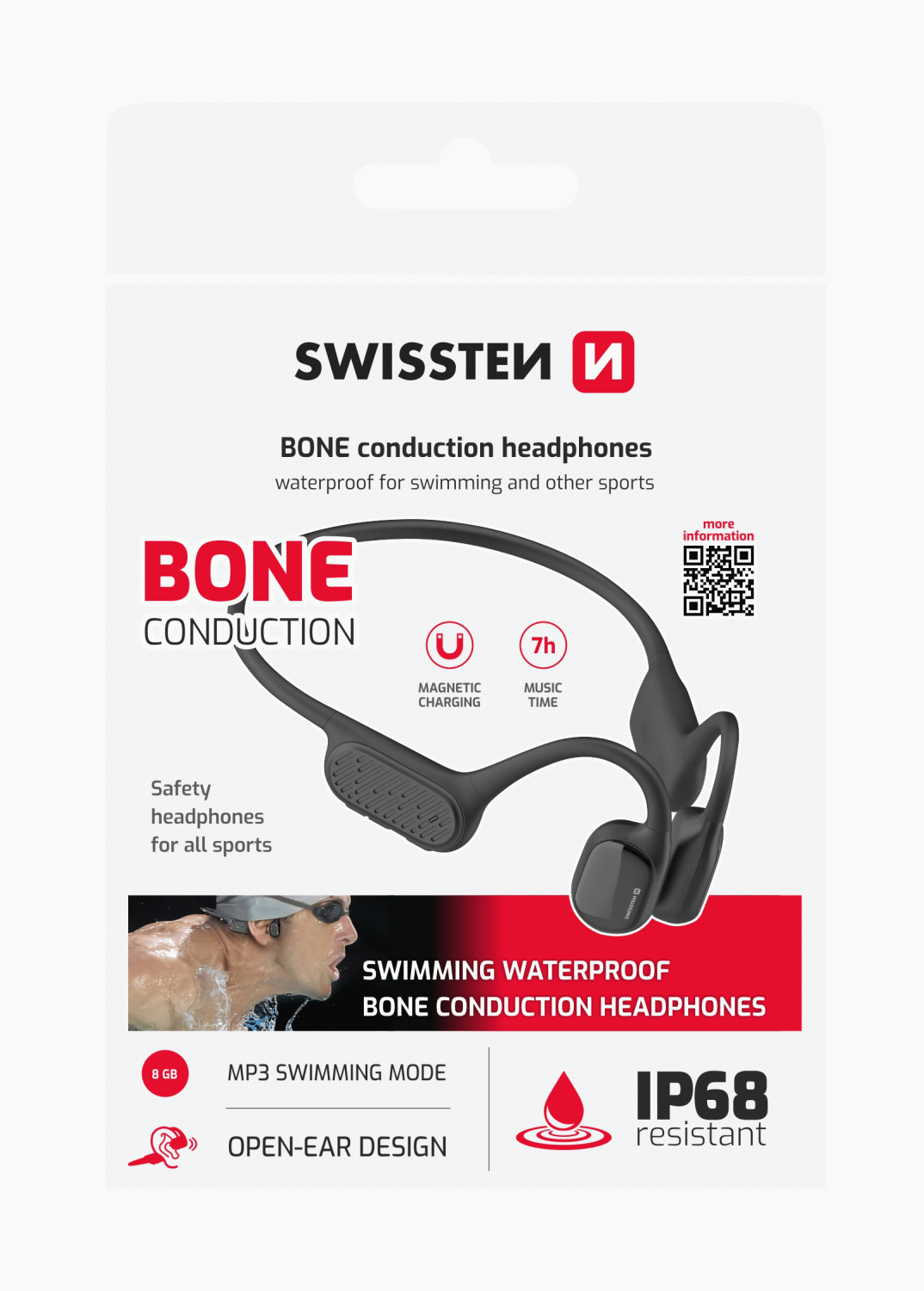 BLUETOOTH SLUCHÁTKA SWISSTEN NA PLAVÁNÍ BONE CONDUCTION (8 GB)