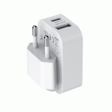 SWISSTEN SKLÁDACÍ SÍŤOVÝ ADAPTÉR FoldCHARGE GaN 1x USB-C 30W + 1x USB-A 18W QC, BÍLÁ