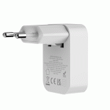 SWISSTEN SKLÁDACÍ SÍŤOVÝ ADAPTÉR FoldCHARGE GaN 1x USB-C 20W + 1x USB-A 18W QC, BÍLÁ
