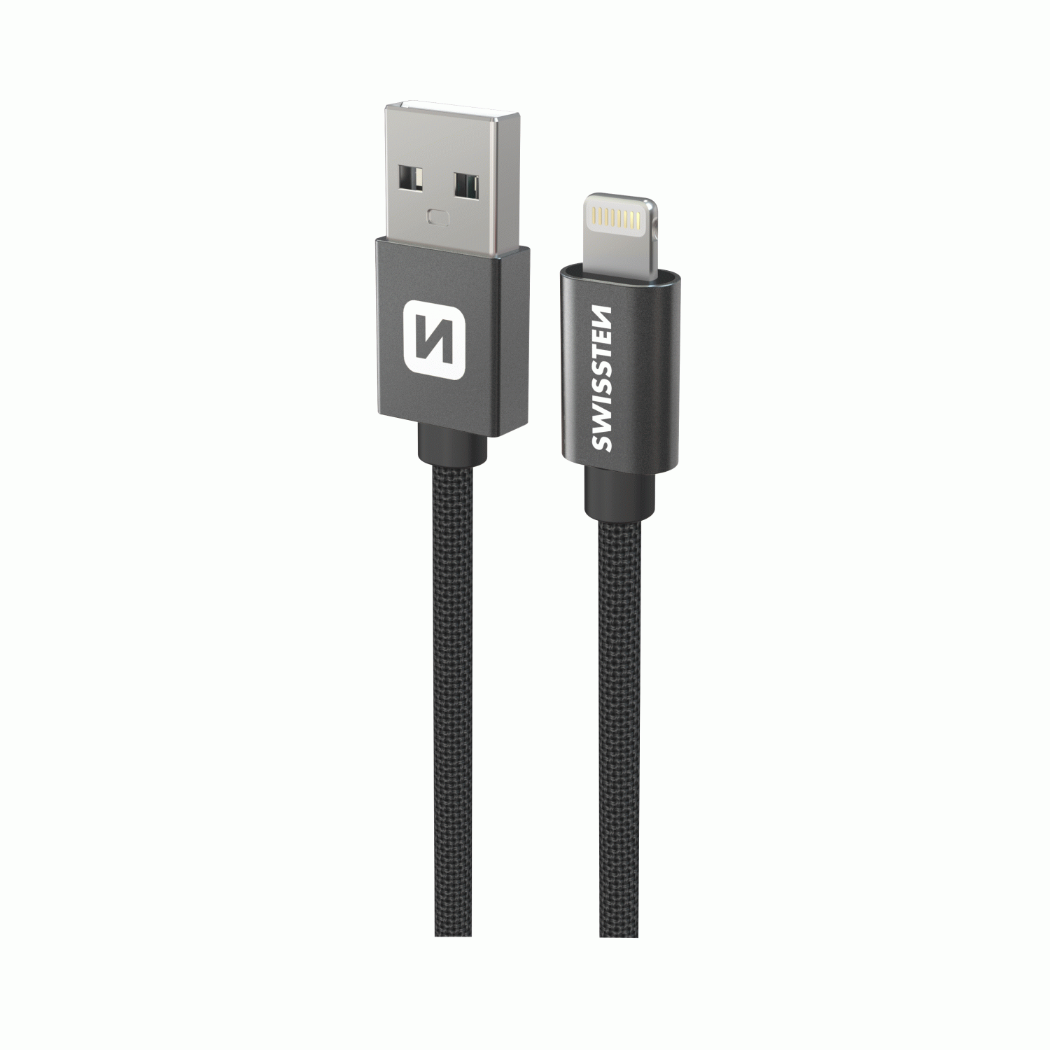 DATOVÝ KABEL SWISSTEN TEXTILE USB / LIGHTNING 0,5 M, ČERNÁ