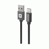 DATOVÝ KABEL SWISSTEN TEXTILE USB / USB-C 0,5 M, ČERNÁ