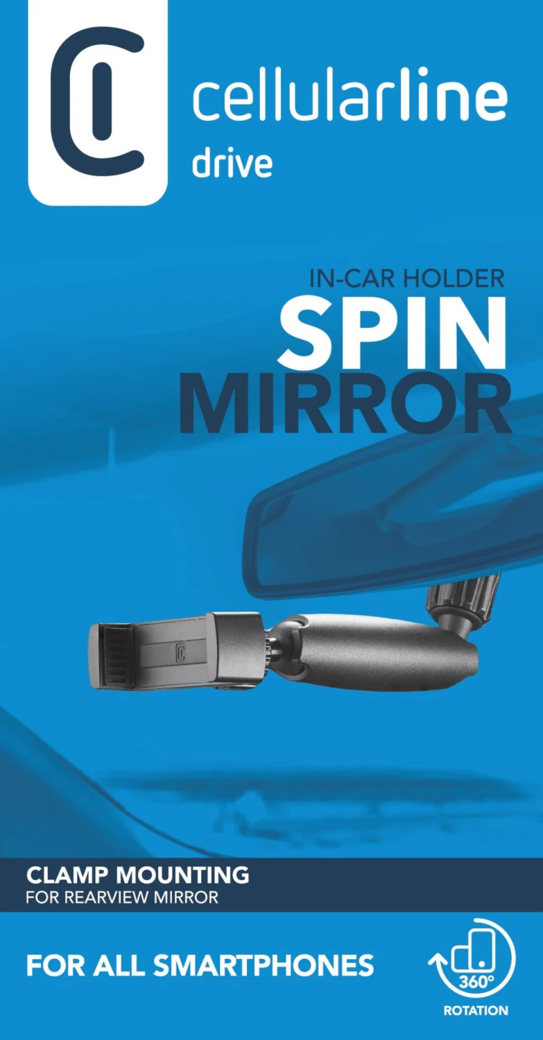 Cellularline Spin Mirror k upevnění na vnitřní zpětné zrcátko, černá