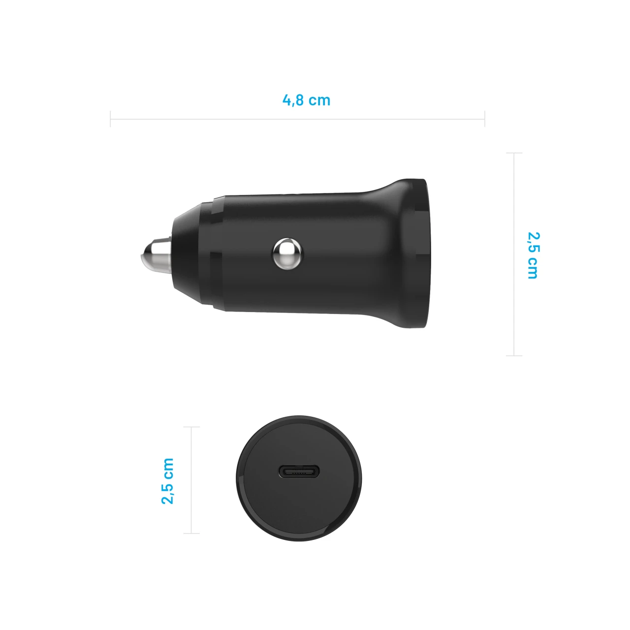 Autonabíječka FIXED s USB-C výstupem a podporou PD, 20W, černá