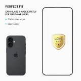 Ultra odolné tvrzené sklo FIXED Long-Life s Anti-dust aplikátorem pro Apple iPhone 16, černá