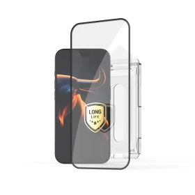 Ultra odolné tvrzené sklo FIXED Long-Life s Anti-dust aplikátorem pro Apple iPhone 15, černá