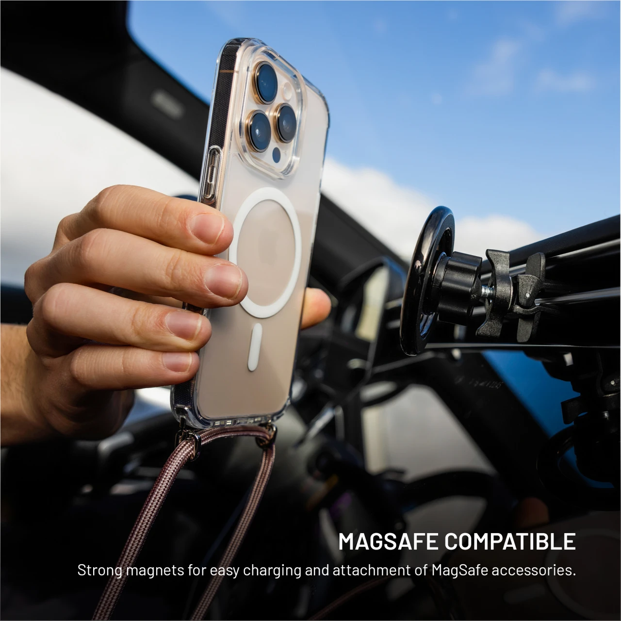 Pouzdro FIXED MagPure Neck s růžovou šňůrkou na krk pro Apple iPhone 18 Pro Max